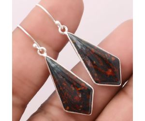 Natural Blood Stone - India Earrings SDE47063 E-1001, 13x28 mm