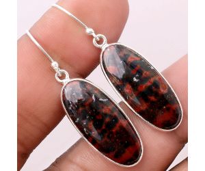 Natural Blood Stone - India Earrings SDE47224 E-1001, 11x26 mm