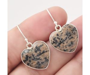 Valentine Gift Heart Russian Honey Dendrite Opal Earrings SDE50345 E-1022, 16x16 mm