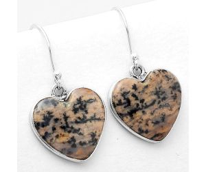 Valentine Gift Heart Russian Honey Dendrite Opal Earrings SDE50345 E-1022, 16x16 mm