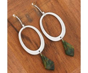 Matte Finish - Turkish Rainforest Chrysocolla Earrings SDE50708 E-1193, 10x19 mm