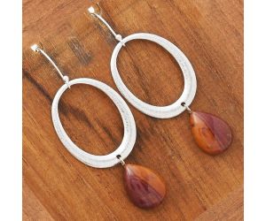 Matte Finish - Natural Red Mookaite Earrings SDE50710 E-1193, 11x16 mm