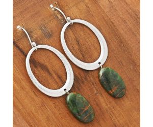 Matte Finish - Turkish Rainforest Chrysocolla Earrings SDE50712 E-1193, 11x18 mm
