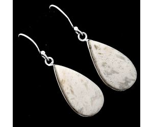 Natural White Scolecite Earrings SDE52023 E-1001, 12x23 mm