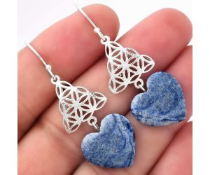 Valentine Gift Heart Natural Dumortierite Quartz Earrings SDE52636 E-1108, 16x17 mm