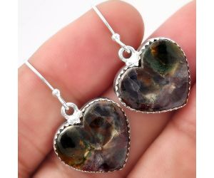 Valentine Gift Heart Turkish Rainforest Chrysocolla Earrings SDE52807 E-1113, 16x17 mm