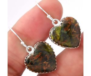 Valentine Gift Heart Turkish Rainforest Chrysocolla Earrings SDE52820 E-1113, 16x16 mm