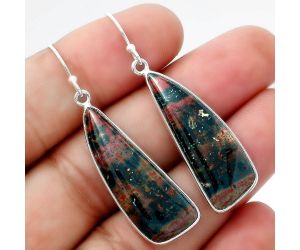 Natural Blood Stone - India Earrings SDE54881 E-1001, 11x31 mm