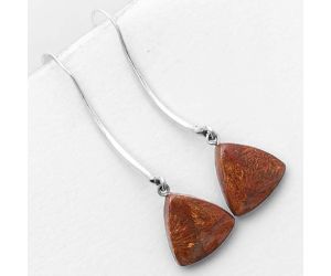 Natural Red Moss Agate Earrings SDE55599 E-1095, 14x14 mm