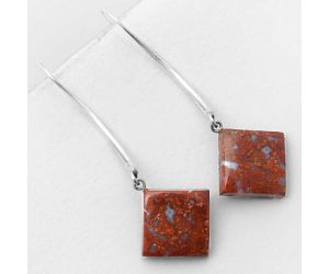 Natural Red Moss Agate Earrings SDE55604 E-1095, 15x15 mm