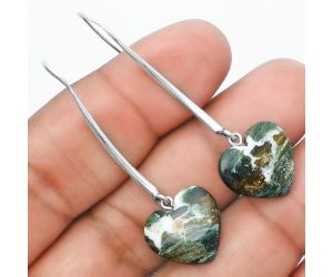 Valentine Gift Heart Natural Larsonite Jasper Earrings SDE55606 E-1095, 16x16 mm