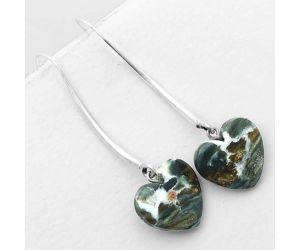 Valentine Gift Heart Natural Larsonite Jasper Earrings SDE55606 E-1095, 16x16 mm