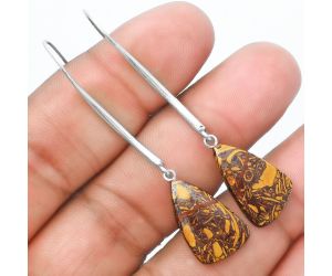 Natural Coquina Fossil Jasper - India Earrings SDE55614 E-1095, 12x20 mm