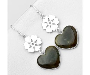 Valentine Gift Heart Natural Chrome Chalcedony Earrings SDE56003 E-1094, 16x17 mm