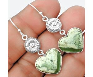 Valentine Gift Heart Natural Chrome Chalcedony Earrings SDE56013 E-1094, 15x17 mm