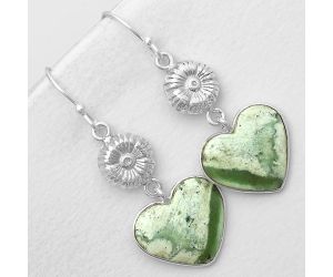 Valentine Gift Heart Natural Chrome Chalcedony Earrings SDE56013 E-1094, 15x17 mm