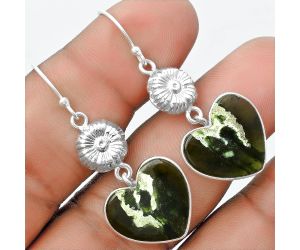 Valentine Gift Heart Natural Chrome Chalcedony Earrings SDE56014 E-1094, 16x17 mm