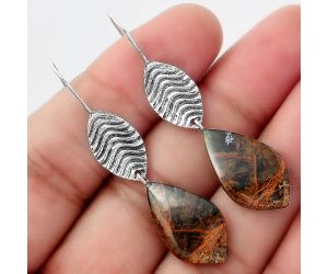 Natural Turkish Rainforest Chrysocolla Earrings SDE56936 E-1203, 13x21 mm