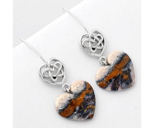 Valentine Gift Celtic - Heart Indian Blanket Jasper Earrings SDE57074 E-1213, 16x17 mm