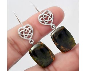 Celtic Turkish Rainforest Chrysocolla Earrings SDE57083 E-1213, 14x18 mm