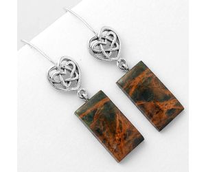 Celtic Turkish Rainforest Chrysocolla Earrings SDE57102 E-1213, 11x20 mm
