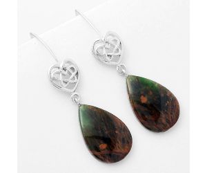 Celtic Turkish Rainforest Chrysocolla Earrings SDE57118 E-1213, 14x21 mm