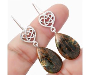 Celtic Turkish Rainforest Chrysocolla Earrings SDE57127 E-1213, 14x21 mm