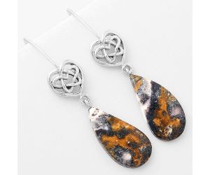 Celtic - Natural Indian Blanket Jasper Earrings SDE57134 E-1213, 11x22 mm