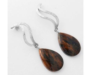 Natural Turkish Rainforest Chrysocolla Earrings SDE57162 E-1204, 13x19 mm