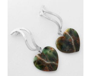 Valentine Gift Heart Turkish Rainforest Chrysocolla Earrings SDE57209 E-1204, 17x18 mm