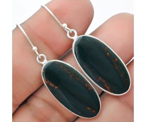 Natural Blood Stone - India Earrings SDE57242 E-1001, 13x27 mm