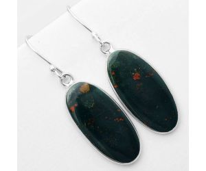 Natural Blood Stone - India Earrings SDE57244 E-1001, 12x26 mm