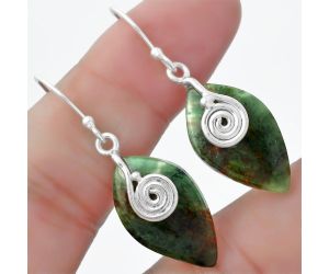Spiral Turkish Rainforest Chrysocolla Earrings SDE57530 E-1137, 13x22 mm