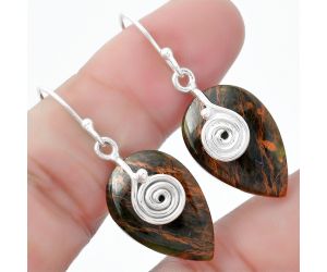 Spiral Turkish Rainforest Chrysocolla Earrings SDE57533 E-1137, 14x21 mm