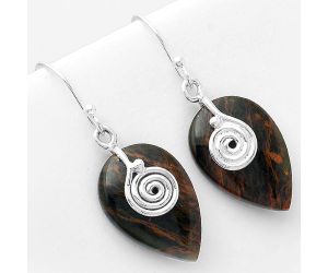 Spiral Turkish Rainforest Chrysocolla Earrings SDE57533 E-1137, 14x21 mm