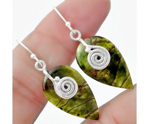 Spiral Turkish Rainforest Chrysocolla Earrings SDE57557 E-1137, 14x23 mm