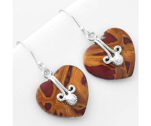 Valentine Gift Heart Natural Noreena Jasper Earrings SDE57571 E-1137, 20x21 mm