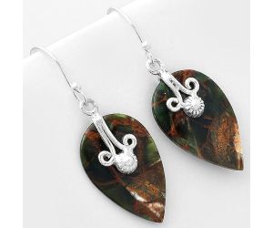 Natural Turkish Rainforest Chrysocolla Earrings SDE57589 E-1137, 15x24 mm