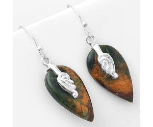 Natural Turkish Rainforest Chrysocolla Earrings SDE57616 E-1137, 13x23 mm