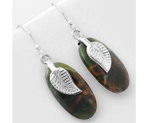 Natural Turkish Rainforest Chrysocolla Earrings SDE57676 E-1137, 12x23 mm