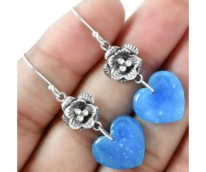 Valentine Gift Floral - Heart Natural Smithsonite Earrings SDE59648 E-1237, 15x16 mm