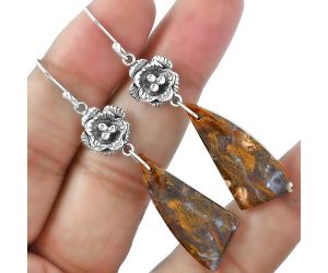 Floral - Rare Cady Mountain Agate Earrings SDE59663 E-1237, 13x31 mm