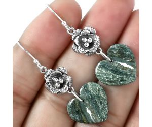 Valentine Gift Floral - Heart Larsonite Jasper Earrings SDE59675 E-1237, 16x17 mm