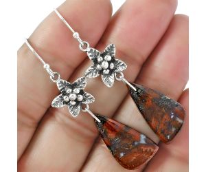 Floral - Rare Cady Mountain Agate Earrings SDE59806 E-1237, 12x23 mm