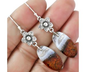 Floral - Rare Cady Mountain Agate Earrings SDE59849 E-1237, 11x22 mm