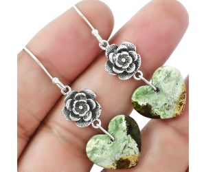 Valentine Gift Floral - Heart Chrome Chalcedony Earrings SDE59908 E-1237, 16x17 mm