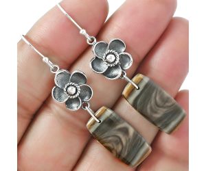 Floral - Imperial Jasper - Mexico Earrings SDE59916 E-1237, 10x21 mm