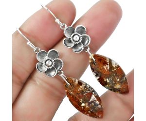 Floral - Rare Cady Mountain Agate Earrings SDE59922 E-1237, 12x26 mm