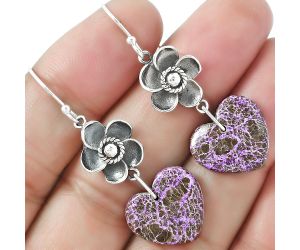 Valentine Gift Floral - Heart Natural Purpurite Earrings SDE59939 E-1237, 15x16 mm