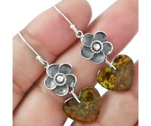 Valentine Gift Floral - Heart Chrome Chalcedony Earrings SDE59947 E-1237, 15x16 mm